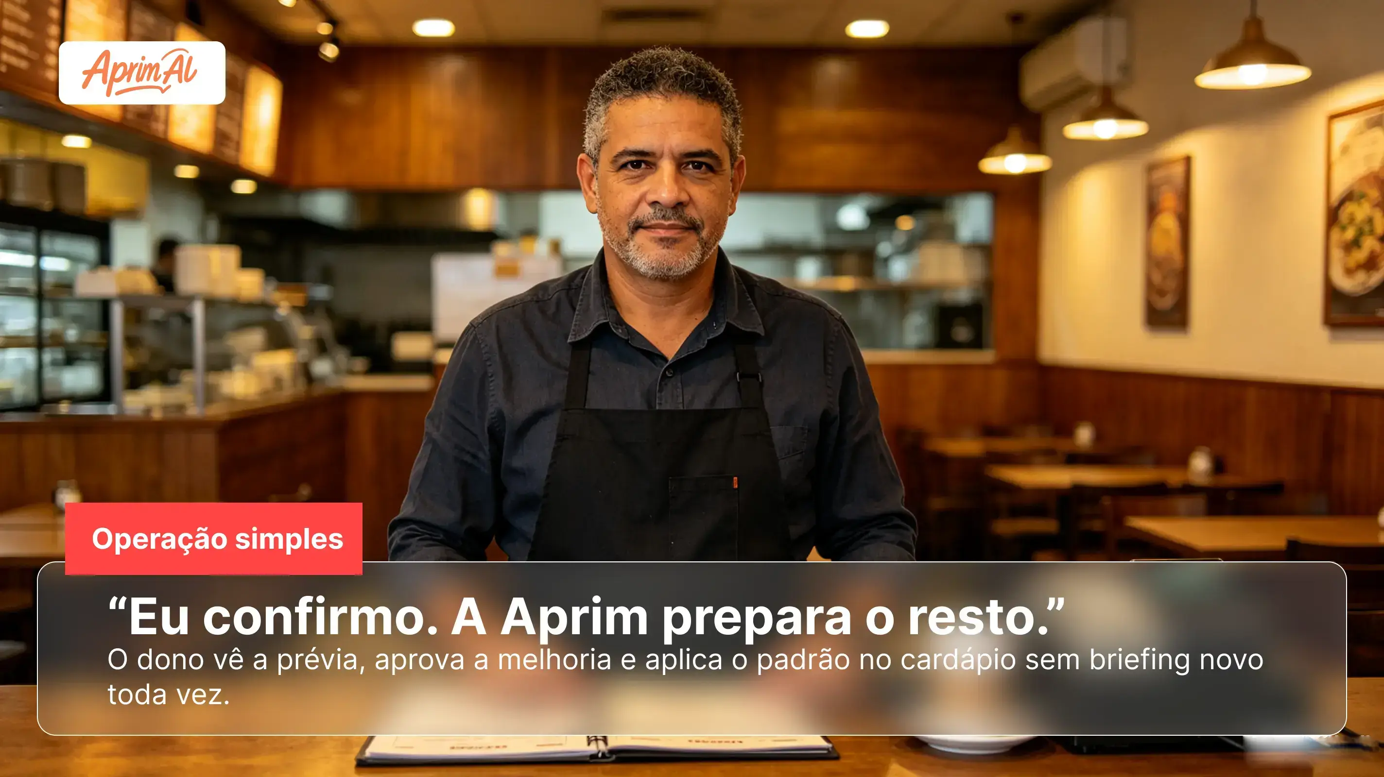 Exemplo visual de diagnóstico e melhoria de cardápio da Aprim